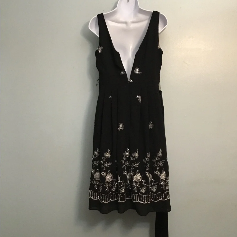 R&M Richards Black Dress with Silver Embroidery